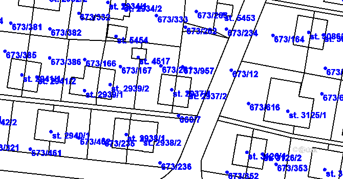 Parcela st. 2937/1 v KÚ Zlín, Katastrální mapa