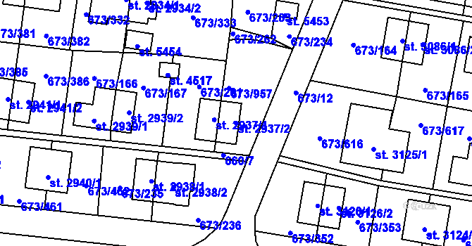 Parcela st. 2937/2 v KÚ Zlín, Katastrální mapa