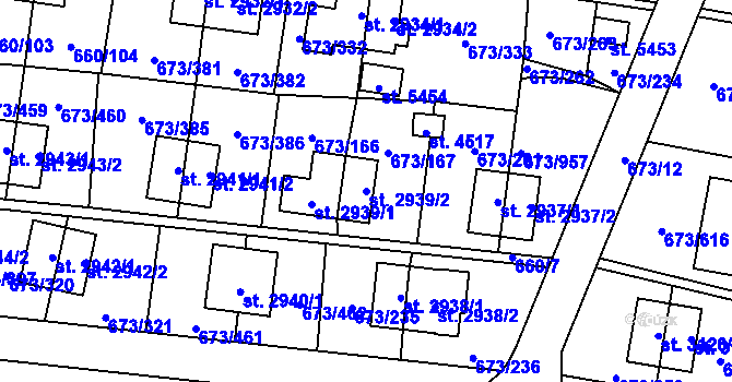 Parcela st. 2939/2 v KÚ Zlín, Katastrální mapa