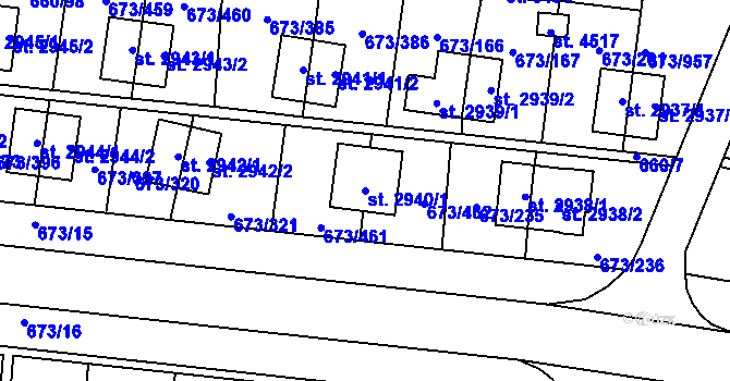 Parcela st. 2940/1 v KÚ Zlín, Katastrální mapa