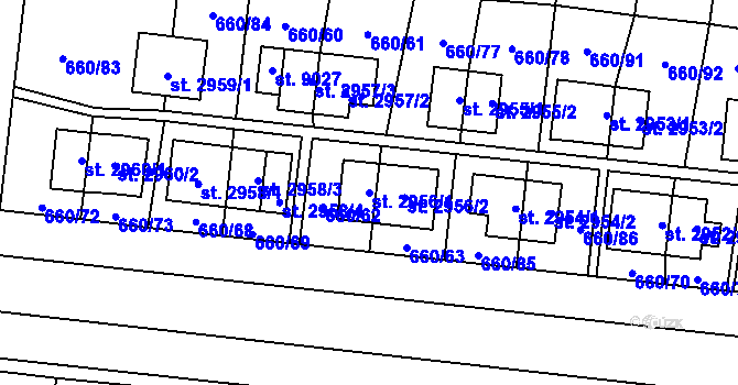 Parcela st. 2956/1 v KÚ Zlín, Katastrální mapa