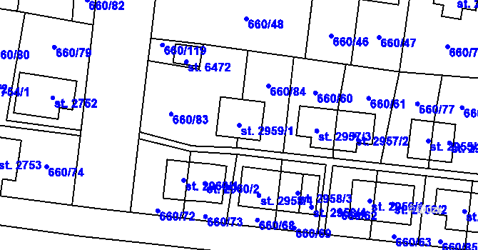 Parcela st. 2959/1 v KÚ Zlín, Katastrální mapa