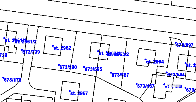 Parcela st. 2963/1 v KÚ Zlín, Katastrální mapa