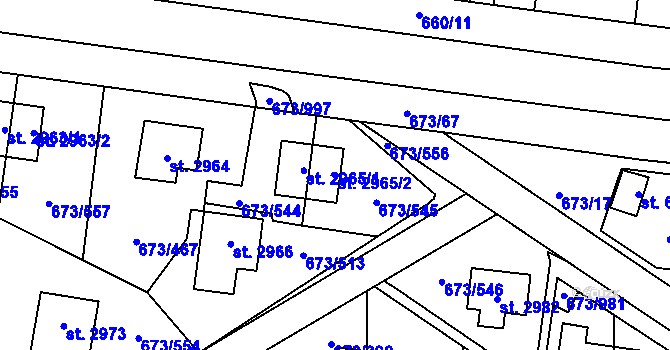 Parcela st. 2965/2 v KÚ Zlín, Katastrální mapa