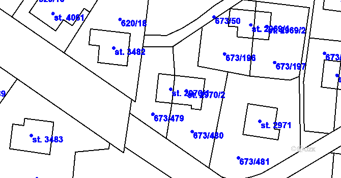 Parcela st. 2970/1 v KÚ Zlín, Katastrální mapa