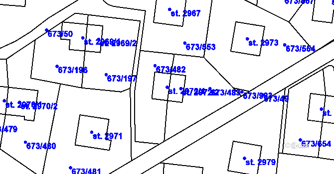 Parcela st. 2972/1 v KÚ Zlín, Katastrální mapa