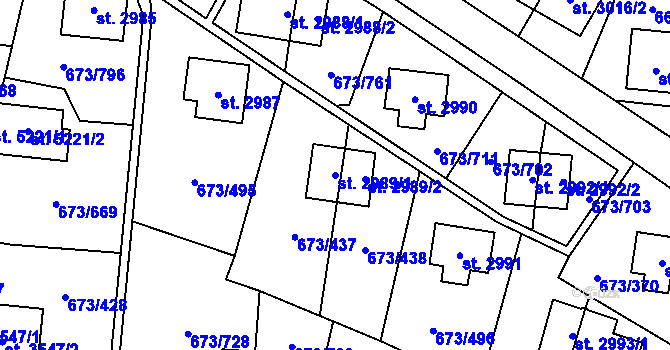 Parcela st. 2989/1 v KÚ Zlín, Katastrální mapa