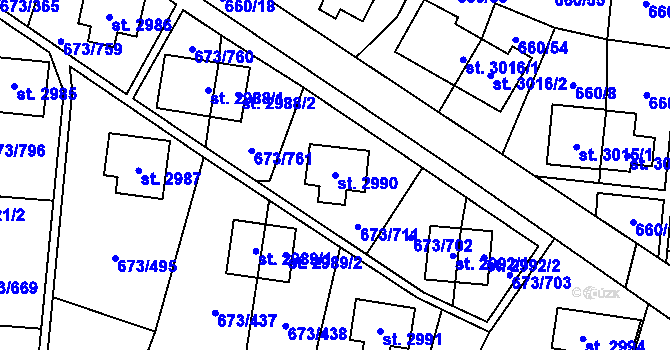 Parcela st. 2990 v KÚ Zlín, Katastrální mapa