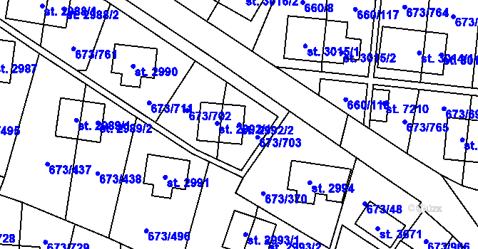 Parcela st. 2992/2 v KÚ Zlín, Katastrální mapa