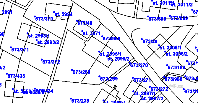 Parcela st. 2995/1 v KÚ Zlín, Katastrální mapa