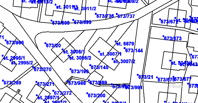 Parcela st. 3007/1 v KÚ Zlín, Katastrální mapa
