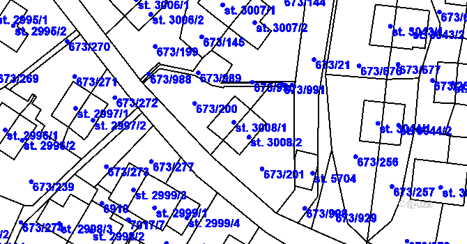 Parcela st. 3008/1 v KÚ Zlín, Katastrální mapa