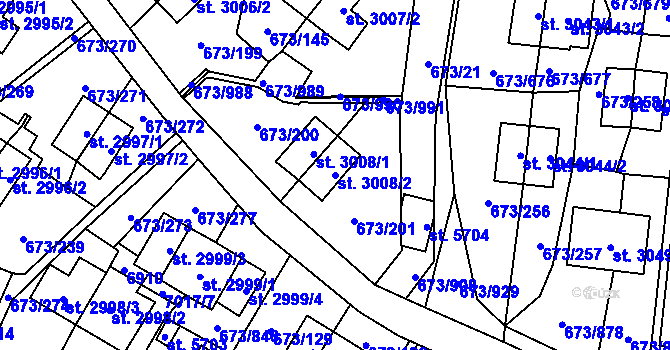 Parcela st. 3008/2 v KÚ Zlín, Katastrální mapa