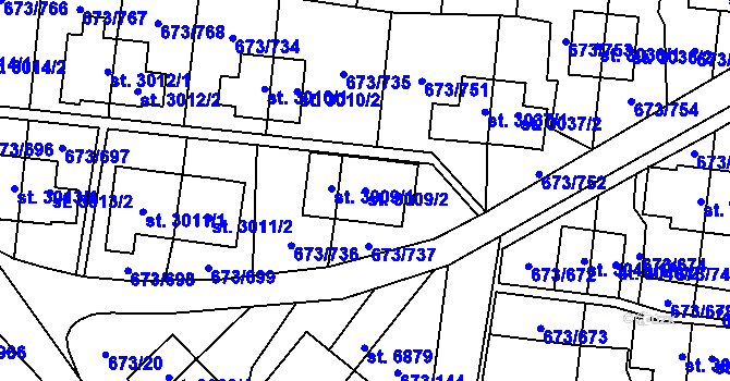 Parcela st. 3009/2 v KÚ Zlín, Katastrální mapa