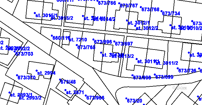 Parcela st. 3013/1 v KÚ Zlín, Katastrální mapa