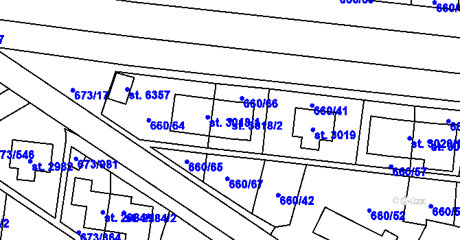 Parcela st. 3018/2 v KÚ Zlín, Katastrální mapa