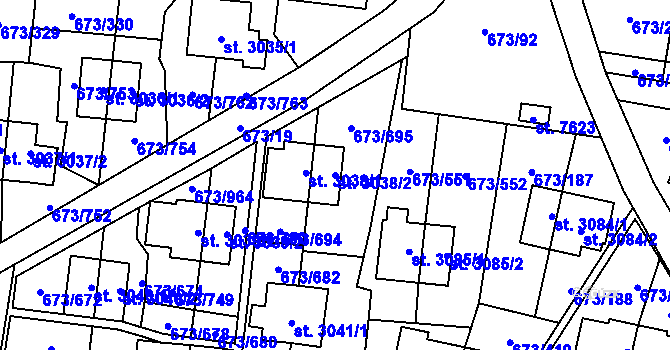 Parcela st. 3038/2 v KÚ Zlín, Katastrální mapa