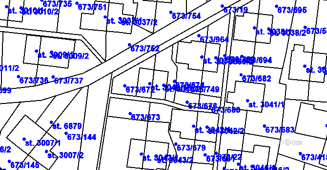 Parcela st. 3040/2 v KÚ Zlín, Katastrální mapa
