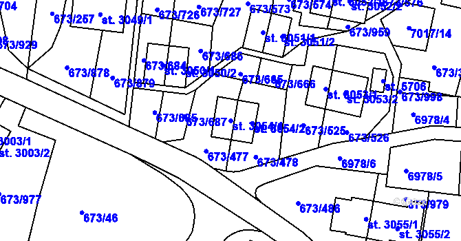 Parcela st. 3054/1 v KÚ Zlín, Katastrální mapa