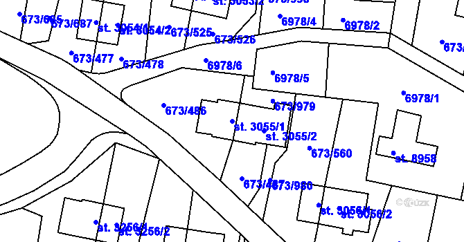 Parcela st. 3055/1 v KÚ Zlín, Katastrální mapa