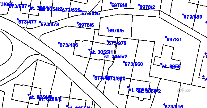Parcela st. 3055/2 v KÚ Zlín, Katastrální mapa
