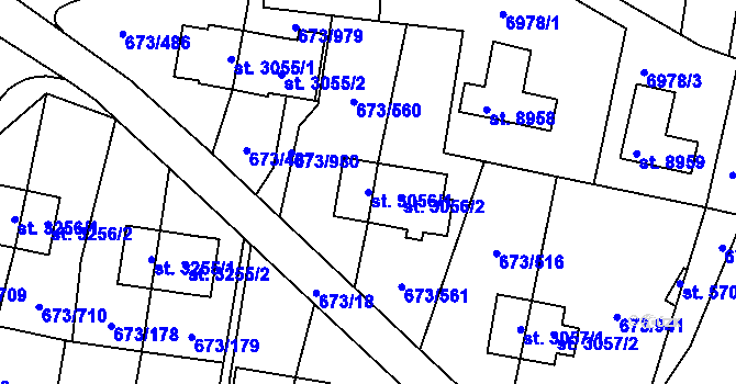 Parcela st. 3056/1 v KÚ Zlín, Katastrální mapa
