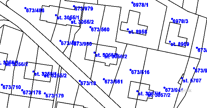 Parcela st. 3056/2 v KÚ Zlín, Katastrální mapa