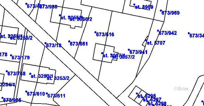 Parcela st. 3057/1 v KÚ Zlín, Katastrální mapa