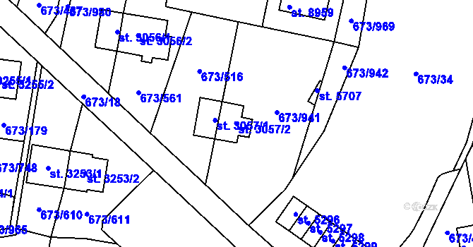 Parcela st. 3057/2 v KÚ Zlín, Katastrální mapa