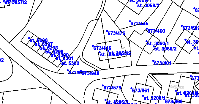 Parcela st. 3058/1 v KÚ Zlín, Katastrální mapa