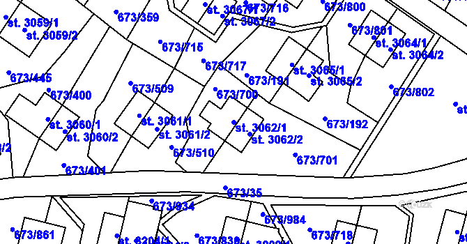 Parcela st. 3062/1 v KÚ Zlín, Katastrální mapa
