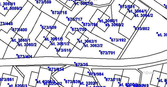 Parcela st. 3062/2 v KÚ Zlín, Katastrální mapa