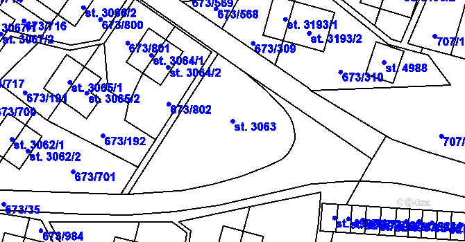 Parcela st. 3063 v KÚ Zlín, Katastrální mapa