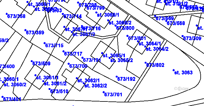 Parcela st. 3065/1 v KÚ Zlín, Katastrální mapa