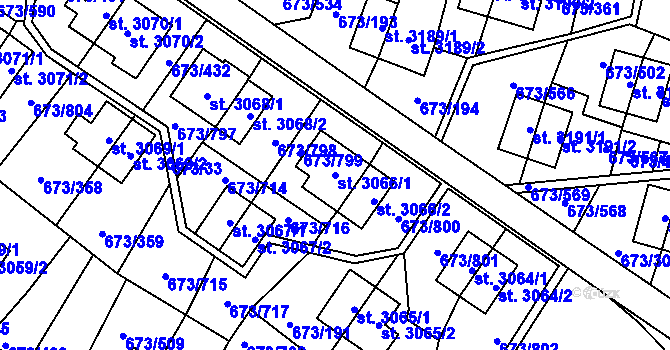 Parcela st. 3066/1 v KÚ Zlín, Katastrální mapa