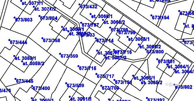 Parcela st. 3067/1 v KÚ Zlín, Katastrální mapa