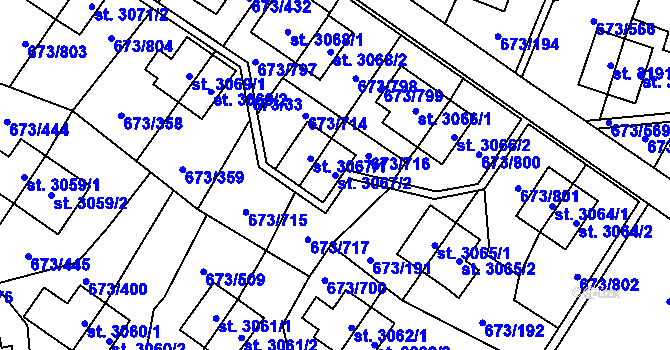 Parcela st. 3067/2 v KÚ Zlín, Katastrální mapa