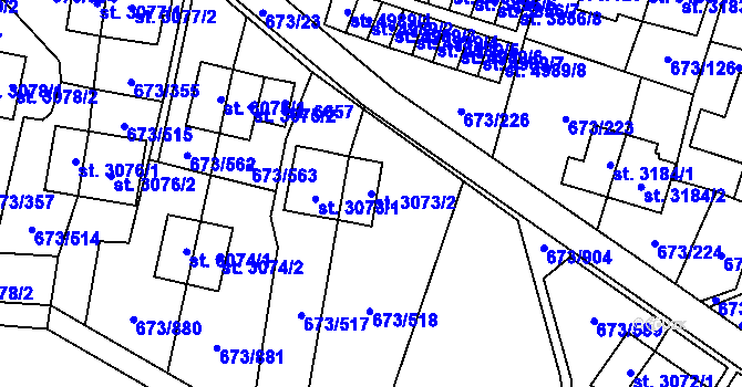Parcela st. 3073/2 v KÚ Zlín, Katastrální mapa