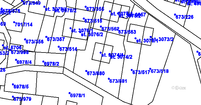Parcela st. 3074/1 v KÚ Zlín, Katastrální mapa