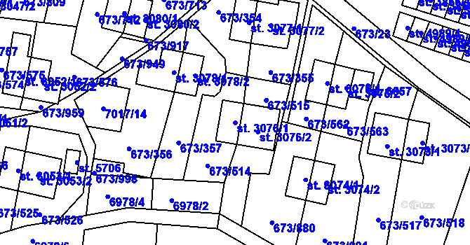 Parcela st. 3076/1 v KÚ Zlín, Katastrální mapa