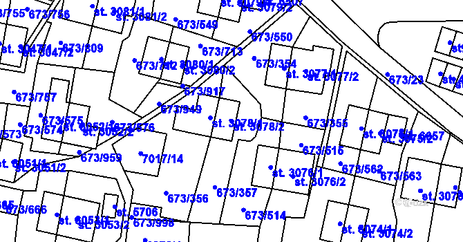 Parcela st. 3078/2 v KÚ Zlín, Katastrální mapa