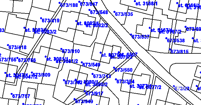 Parcela st. 3079/1 v KÚ Zlín, Katastrální mapa
