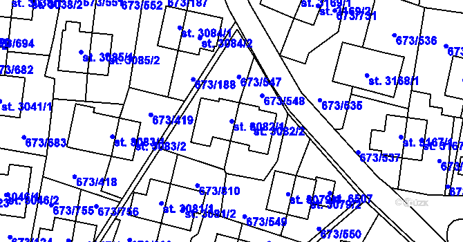Parcela st. 3082/1 v KÚ Zlín, Katastrální mapa