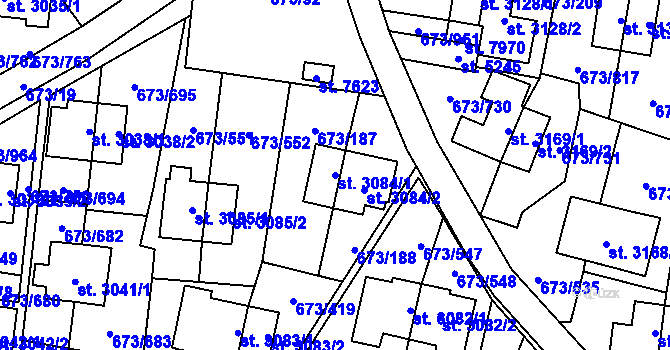 Parcela st. 3084/1 v KÚ Zlín, Katastrální mapa