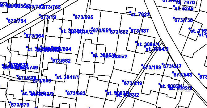 Parcela st. 3085/2 v KÚ Zlín, Katastrální mapa