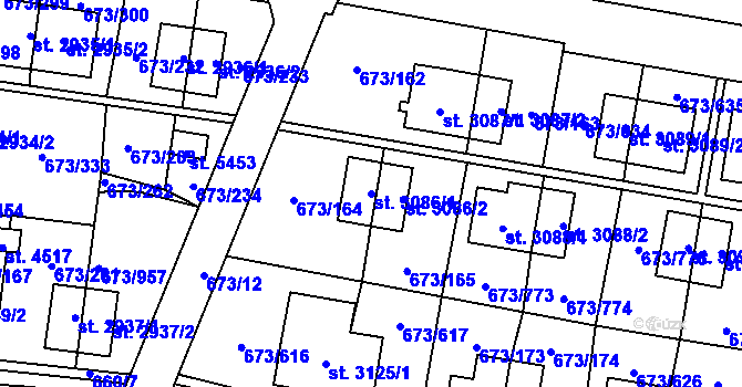 Parcela st. 3086/1 v KÚ Zlín, Katastrální mapa