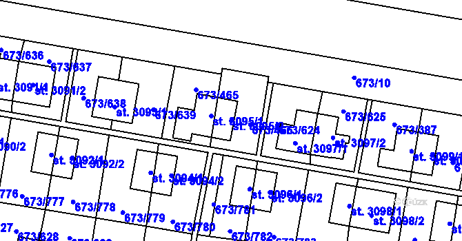 Parcela st. 3095/2 v KÚ Zlín, Katastrální mapa