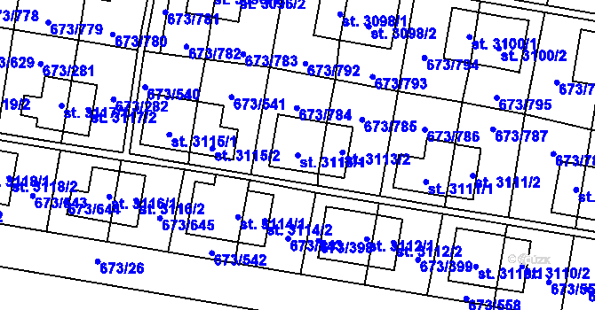 Parcela st. 3113/1 v KÚ Zlín, Katastrální mapa