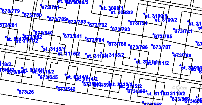 Parcela st. 3113/2 v KÚ Zlín, Katastrální mapa
