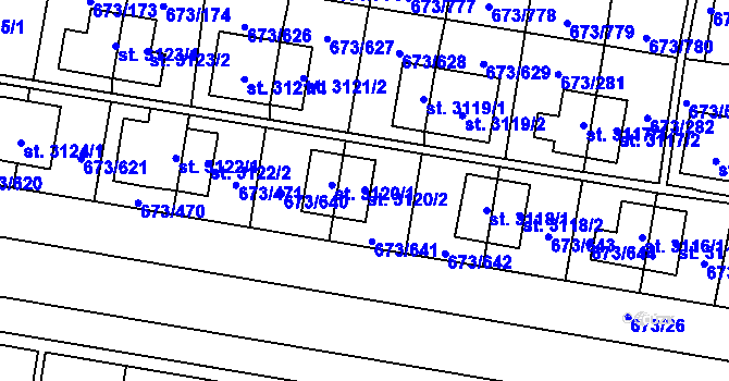 Parcela st. 3120/2 v KÚ Zlín, Katastrální mapa